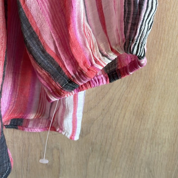 HOPE and HARLOW Blouse Pink White Stripe Button Front Sz: L - Picture 8 of 13